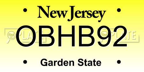 OBHB92 New Jersey License Plate