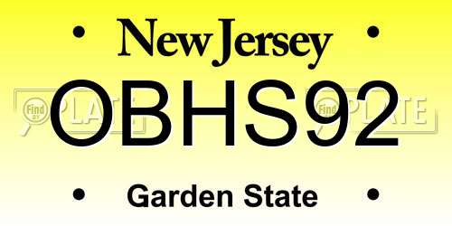 OBHS92 New Jersey License Plate
