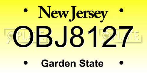 OBJ8127 New Jersey License Plate