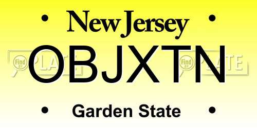 OBJXTN New Jersey License Plate