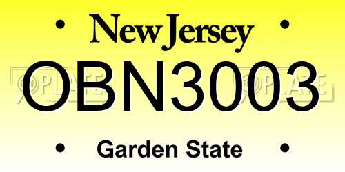 OBN3003 New Jersey License Plate