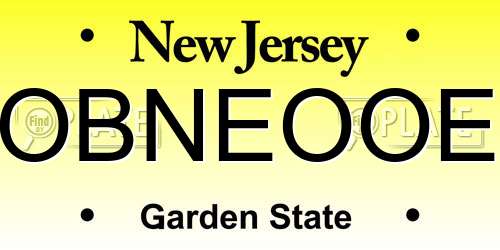 OBNEOOE New Jersey License Plate