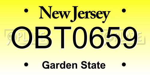 OBT0659 New Jersey License Plate