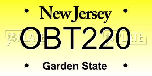 OBT220 New Jersey License Plate