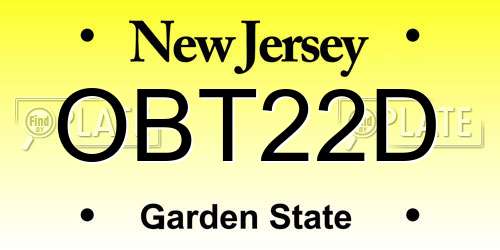 OBT22D New Jersey License Plate