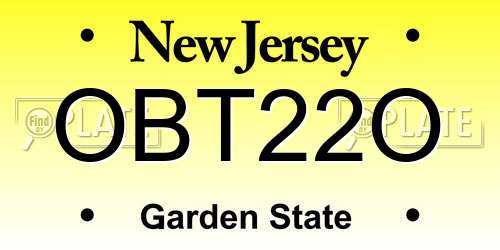 OBT22O New Jersey License Plate
