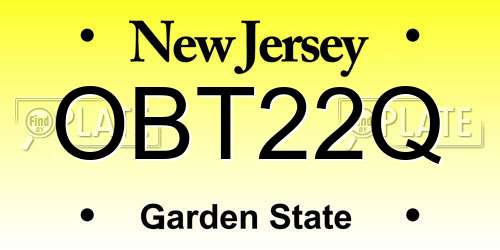 OBT22Q New Jersey License Plate