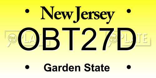 OBT27D New Jersey License Plate