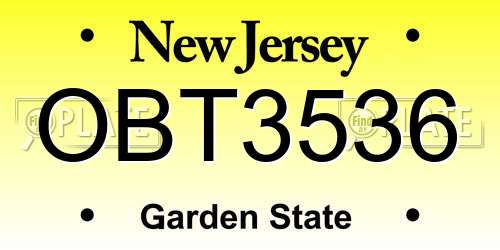 OBT3536 New Jersey License Plate