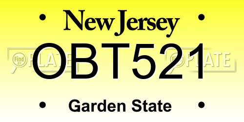 OBT521 New Jersey License Plate