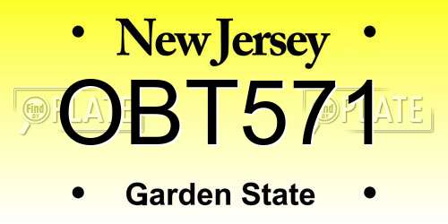OBT571 New Jersey License Plate