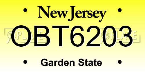 OBT6203 New Jersey License Plate