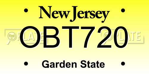 OBT720 New Jersey License Plate