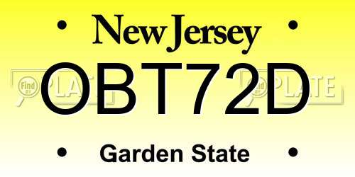 OBT72D New Jersey License Plate