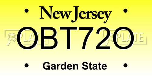 OBT72O New Jersey License Plate