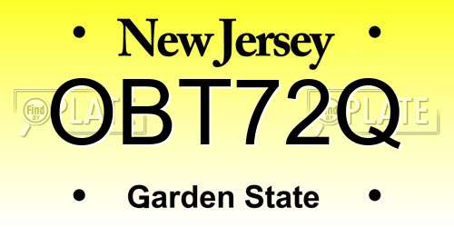 OBT72Q New Jersey License Plate