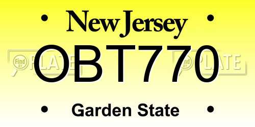 OBT770 New Jersey License Plate