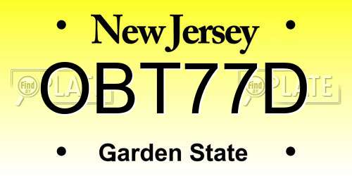 OBT77D New Jersey License Plate