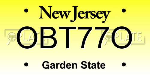 OBT77O New Jersey License Plate