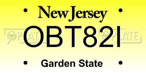 OBT82I New Jersey License Plate