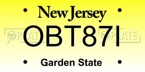 OBT87I New Jersey License Plate