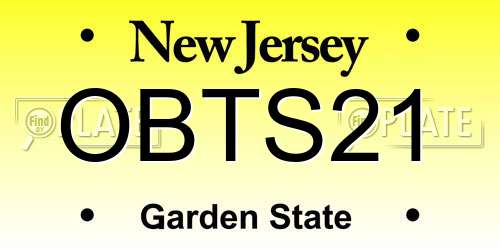 OBTS21 New Jersey License Plate