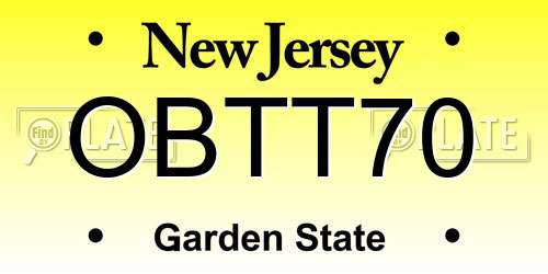 OBTT70 New Jersey License Plate