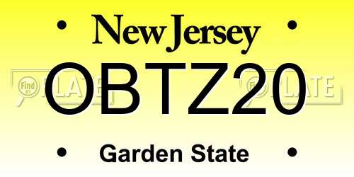 OBTZ20 New Jersey License Plate
