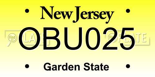 OBU025 New Jersey License Plate