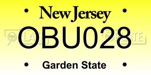 OBU028 New Jersey License Plate