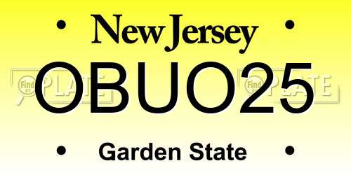 OBUO25 New Jersey License Plate