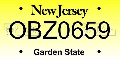 OBZ0659 New Jersey License Plate