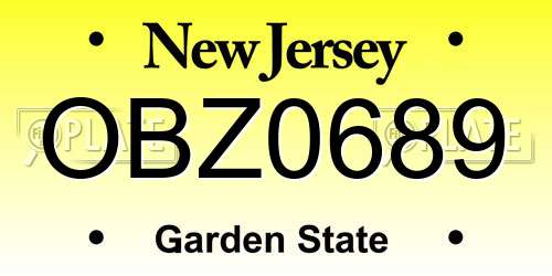 OBZ0689 New Jersey License Plate
