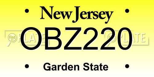 OBZ220 New Jersey License Plate