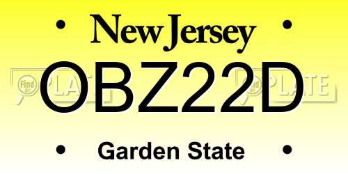 OBZ22D New Jersey License Plate