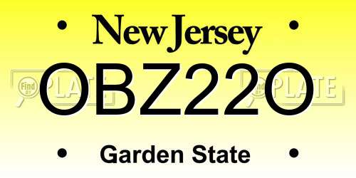 OBZ22O New Jersey License Plate