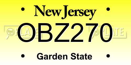 OBZ270 New Jersey License Plate