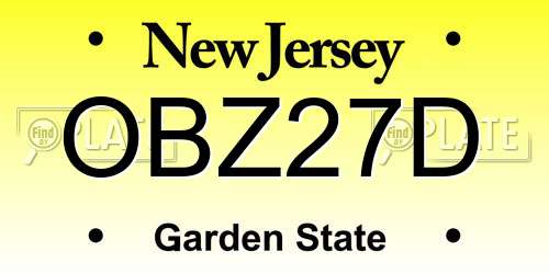 OBZ27D New Jersey License Plate