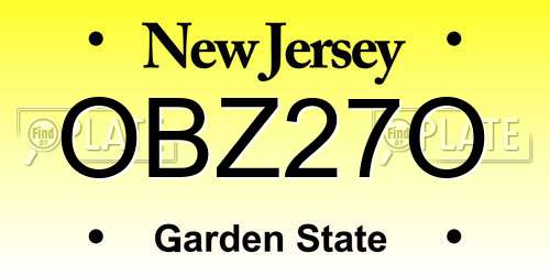 OBZ27O New Jersey License Plate