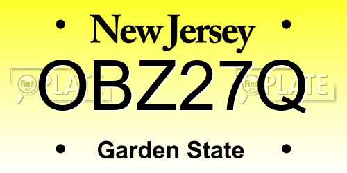 OBZ27Q New Jersey License Plate