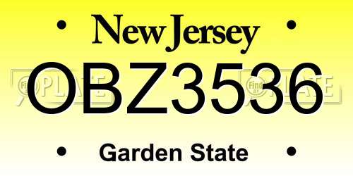 OBZ3536 New Jersey License Plate