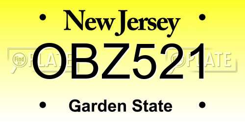 OBZ521 New Jersey License Plate