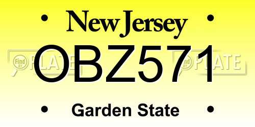 OBZ571 New Jersey License Plate