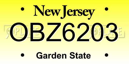 OBZ6203 New Jersey License Plate