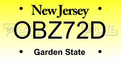 OBZ72D New Jersey License Plate