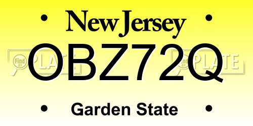 OBZ72Q New Jersey License Plate
