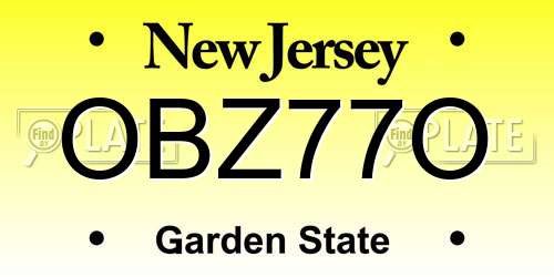 OBZ77O New Jersey License Plate