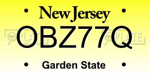 OBZ77Q New Jersey License Plate