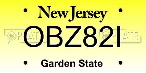 OBZ82I New Jersey License Plate