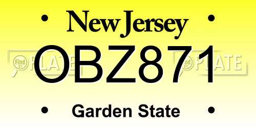 OBZ871 New Jersey License Plate